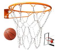SHITOOMFE Reemplazo de Baloncesto Neta de Baloncesto Neta 304 Cadena de Acero Inoxidable Neta de Baloncesto a Prueba de óxido y Cadena de Baloncesto Resistente al Clima con 12 Hebillas Redes de Balon
