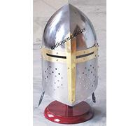 Shiv Shakti Enterprises Medieval Knight Sugarloaf Armor Helmet Free Wooden Stand Reenactment Larp Helm by Shiv Shakti Enterprises