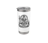 Shiva Deidad Hindú Meditación Sagrada Arte Espiritual Línea Vaso térmico de acero inoxidable de doble pared