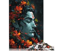 Shiva in Floral Glow Puzzle Imposible,desafío for Adults Entretenimiento Creativo 1000 Piezas Obra De Arte De Juego De para Adultos Y Niños 1000pcs (40x28cm)