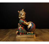 SHIVAJI ARTS Baby Krishna Ladu Gopal - Estatua de latón (19 cm, 1 unidad)