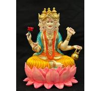 SHIVAJI ARTS Estatua del Señor Brahma, estatua de Brahma de mármol cultivado de 20 cm, figura de Brahma, dios hindú de la creación, creador del universo, ídolo Brahma