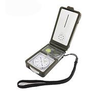 Shiwaki 10 en 1 brújula multifunción de Supervivencia para Acampar al Aire Libre con Nivel,iniciador de Fuego,silbatos,brújula, Regla,Reflector,Linterna LED,Lupa,termómetro,higrómetro