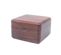 Shiwaki 2.36 "x2.36 x1.5 Caja de anillo doble de compromiso de madera de nogal, caja de anillos dobles cuadrados de madera maciza para almacenamiento de anillos de ceremonia de boda