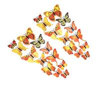 Shiwaki 24pcs 3D simulación Tridimensional Mariposa imán Etiqueta de la Pared decoración Etiqueta engomada del refrigerador decoración del hogar (Amarillo)