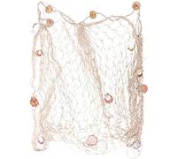 Shiwaki de 1.5 x 2m Red de Pesca Decorativa de Estilo mediterráneo,Red de decoración de Pared Marina,Red de Pesca náutica con Conchas Marinas para decoración del hogar,Color Beige