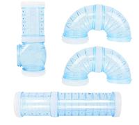 Shiwaki Juego de 4 Piezas Tubos de hámster Túnel de hámster Jaula de hámster Jaula de Accesorios de Tubo de túnel para Ratones de hámster y Otras Mascotas pequeñas (Azul)