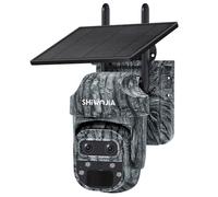 SHIWOJIA - Cámara de 4 g solar exterior, cámara de caza 4G con tarjeta SIM, 12 zoom híbrido 360° PTZ inalámbrica, audio bidireccional, PIR detección, visión nocturna, impermeable IP66