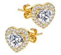 ShiWuYou 1 par de pendientes de Chapado en 14K oro con forma de corazón, Pendientes para Mujeres, Pendientes de Corazón, Jewellery for Brides Bridesmaids Wedding, Oro