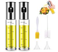 ShiWuYou 2 Piezas 100ml Spray Aceite Cocina, Pulverizador Aceite de Vidrio Graduado con Buena Atomización, para Ensaladas, Cocción, Horneado, Pasta y Barbaco