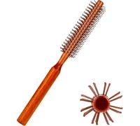 Shixiaodan Cepillo de secado circular pequeño con mango de madera, peine de cerdas de nailon, adecuado para cabello mojado, flequillo, barba, peinado, cabello rizado