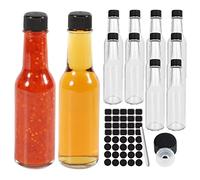 SHiZAK 12 botellas de 150 ml de salsa y botellas, 5 onzas de botellas de vidrio con tapa de tornillo a prueba de fugas, pequeños frascos transparentes en la cocina, vinos caseros y botellas de jugo