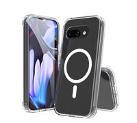 SHIZII Funda Google Pixel 9a - Funda MagnéTica Transparente para Google Pixel 9a, Compatible con Magsafe, Funda Protectora Transparente A Prueba De Golpes (MáS Dos PelíCulas Templadas)