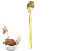 shjxi Cucharas de mango largo para revolver, cucharas de café de acero inoxidable con garra de gato, cucharadita portátil multifuncional, postre inoxidable para helado
