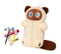 shjxi Cute Cat Pencil Case | Stuffed Animal Pencil Pouch | Cat Design Stationery Bag | Pencil Case with Cute Animals Kids Stationery Storage Bag Stuffed Cat Pencil Case for School Crayons and Eraser