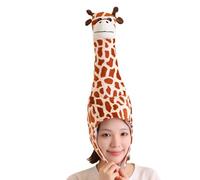 shjxi Giraffe Headgear Hat, Three-Dimensional Giraffe Animal Head Cap for Kids, Party Dressing Supplies Headwear for Carnival, Role-Playing Events, and Birthday Celebrations