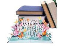 shjxi Happy Mothers Card, 3d Butterfly Design, Flower Card, Removable Notes Included 5x7 Inches Greeting for Mom Women Wife Daughter Grandma Stepmom Birthday Celebration Use