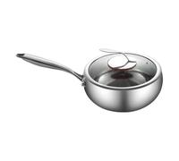 shjxi Interactive Pan, Deep Frying Pan, Titanium Coated Cookware, Quick Heating Flat Bottom, Induction Compatible, Sturdy Non Stick Coating, Kitchen Accessory for Soup Stewing19.69x11.02x4.92 pulgadas