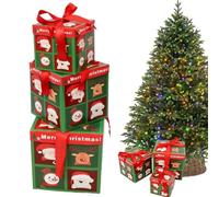 shjxi Juego de cajas de Navidad, accesorio para escena de, 3 cajas apilables para Navidad, para dulces, juguetes, cosméticos, libros, sala de estar, dormitorio, patio