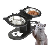 shjxi Juego de para gatos y agua | Elevado, regulable en altura, de acero inoxidable, desmontable, doble bandeja para mascotas con soporte, para tienda de mascotas, hogar, parque, exterior