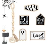 shjxi Madera Ghost Coffin Bat, Farmhouse Halloween Decor, Halloween Table Centerpiece, Decorative Tray Signs, Cute Halloween Decor, Spooky Table Decor, Farmhouse Style Halloween Decor