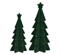 shjxi Mini Christmas Tree Figurine Set - 2 Pack Resin Green Holiday Ornaments, Small Seasonal Decoration for Home Office Hotel Classroom, Winter Christmas Display for Table Mantle Living Room Decor
