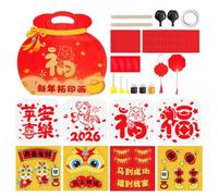 shjxi Placas de rizo para el arte de los niños | Juguetes para manualidades con caracteres chinos - Juego de tiempos de Año Nuevo | Para el en la escuela en casa, guardería y en navideñas