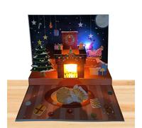 shjxi Pop Ups Cards - Lighted Cat Dog Design, Santa Hologram Fireplace Scene, 3D Holiday Greeting, Uniqued Keepsake Surprise, Festive Celebration Decor for Family Events, 7.87x5.91 inches