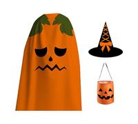 shjxi Pumpkin Costume, Holiday Outfit, With Cape Accessory, Suitable to Role Play, Festive Clothing for School Use, Kids Group Dress-Up Set Boys Girls Classroom Celebration