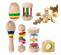 shjxi Rabbit Chew Toys Set, Colorful Wooden Bunny Chewing Accessories, Teeth Grinding and Biting Play Set, 6-Piece Small Pet Teether Pack for Hamsters, Guinea Pigs, Chinchillas