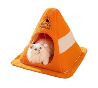 shjxi Traffic Cone Cat Bed - Soft Nest, Washable Cushion with Warning Design, Winter Cat House with Interior, Indoor Animal Comfort for Kittens, Small Dogs & Rabbits, Calming Sleeping Home