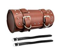 Shkalacar Bolsa Herramientas Moto de Cuero PU, Bolsa Moto Universal, Alforja con Correas Ajustables, Bolsa de Almacenamiento para Manillar Adapta a la Mayoría de Moto Marrón/Negro