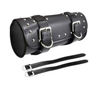 Shkalacar Bolsa Herramientas Moto de Cuero PU, Bolsa Moto Universal, Alforja con Correas Ajustables, Bolsa de Almacenamiento para Manillar Adapta a la Mayoría de Moto Marrón/Negro