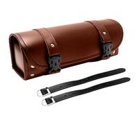 Shkalacar Bolsa Universal, Alforja de Cuero PU para Herramientas y Moto, Ajustable para Manillar, Compatible con la Mayoría de Motocicletas Marrón/Negro
