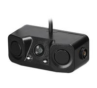 Shkalacar - Cámara de visión trasera HD 3 en 1, cámara trasera de vídeo impermeable, cámara de marcha atrás para coche con 2 sensores de detección de radares y zumbador