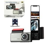 Shkalacar Camina del Tablero de Triple Canal Cámara de 3 Vías Trasero Trasero Dentro de 170 ° 110 ° Amplio 1080p HD 2.0 IPS Pantalla WiFi Visión Nocturna Grabación de Bucle con (-2)