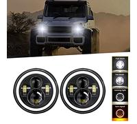 Shkalacar Faro Coche H4 LED de 7 Pulgadas, 1pc/2pcs, Con DRL/Señal de Giro/Haz Bajo/Alto, Redondo 6000K, 100W/140W, IP67 Para Vehículos 9-30V Auto, Moto, Camiones