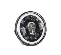 Shkalacar Faro LED con Patrón de Calavera de 5,75 Pulgadas | con Señal de Giro de Haz Alto/bajo DRL Ojo de ángel Multicolor para Motocicleta