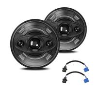 Shkalacar Faro LED de 7 Pulgadas para Automóvil, Luz Redonda con Luz de Carretera y Fuego Cruzado de DRL y Flasheo de ámbar, 2 Habitaciones