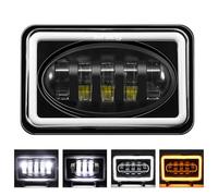 Shkalacar Faro LED para Coche de 5 Pulgadas, 1PC Faro Rectangular Compatible con H4651, H4652, H4656, H4666, H6545, Compatible con Peterbilt, Kenworth, Freightinger, Ford Probe, Oldsmobile Cutlass
