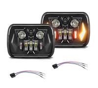 Shkalacar Faros LED Rectangulares 7x6, Luces de Carretera y Fuego Cruzado con Indicadores