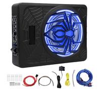 Shkalacar Subwoofer Delgado para Debajo del Asiento de 10 Pulgadas, 1250 W, con Luz LED Pulsante y Control Remoto, Filtro de Paso bajo, Refuerzo Graves 20-150 Hz para Camioneta, SUV,