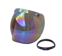 Shkalacar Visera de Casco, Lente de Casco Burbuja, Lente de Parabrisas para Casco con Soporte Abatible para Cascos Abiertos de 3 Broches