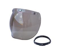 Shkalacar Visera de Casco, Lente de Casco Burbuja, Lente de Parabrisas para Casco con Soporte Abatible para Cascos Abiertos de 3 Broches
