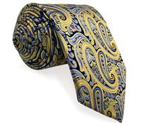 shlax & wing Corbatas para hombre Amarillo azul Paisley Seda Corbata Boda dorada