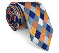 shlax&wing S&W Tie Conjunto des Herren Krawatte Azul Naranja a cuadros Extra Lang 160cm