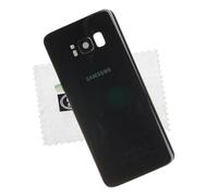 SHLOK Tapa de batería Samsung Galaxy S8 (G950F) Original, paño de Limpieza Negro