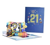 SHMEKUN Tarjetas de felicitación florales 1pc 1/10/18/20/30/40/50/60/70/80/90/CARJETA DEL CENA DEL ANIVERSARIO-Número 21