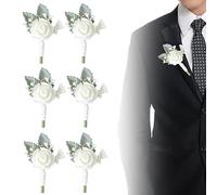 Shnmin 6 Piezas Boda Boutonniere y Flor De Muñeca Boda, Novio Ramillete, Ramillete para Novia Decorac, Dama de Honor Boda Flor, Artificial Flor Broche, para Bodas, Bailes, Banquetes, Decoraciones