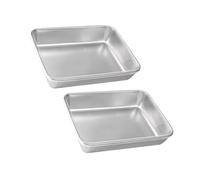 Shntig 2 moldes de acero inoxidable con tapa transparente para tiramisú para postres que garantizan una distribución uniforme del calor para un resultado perfecto, bandeja para hornear con tapa